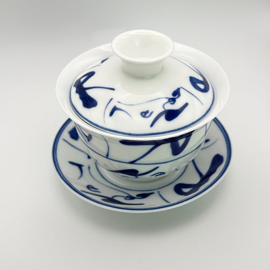 Porzellan Gaiwan „Lanhe“ – Blaue Harmonie (140 ml)