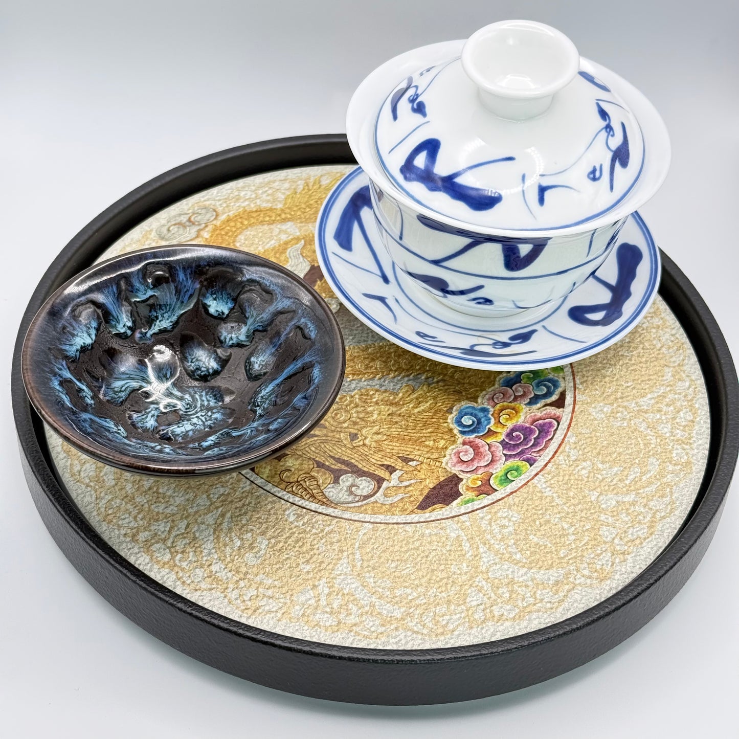 Keramik-Teetisch - Goldener Drache & Kaiserliche Wolken