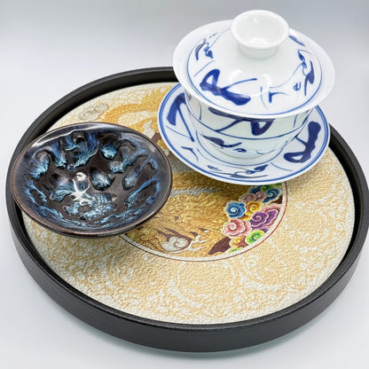 Keramik-Teetisch - Goldener Drache & Kaiserliche Wolken